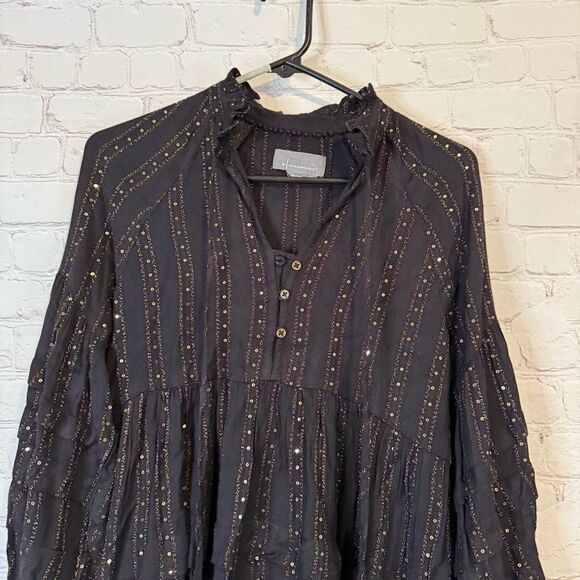 Anthropologie Quinn Sequin Embellished Tiered Tunic Top - Picture 2 of 7